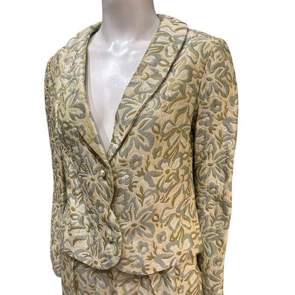 Vintage 1960s Brocade Skirt Suit Dress Set Jacquard Two Piece Set / Women’s XS - - Picture 3 of 4